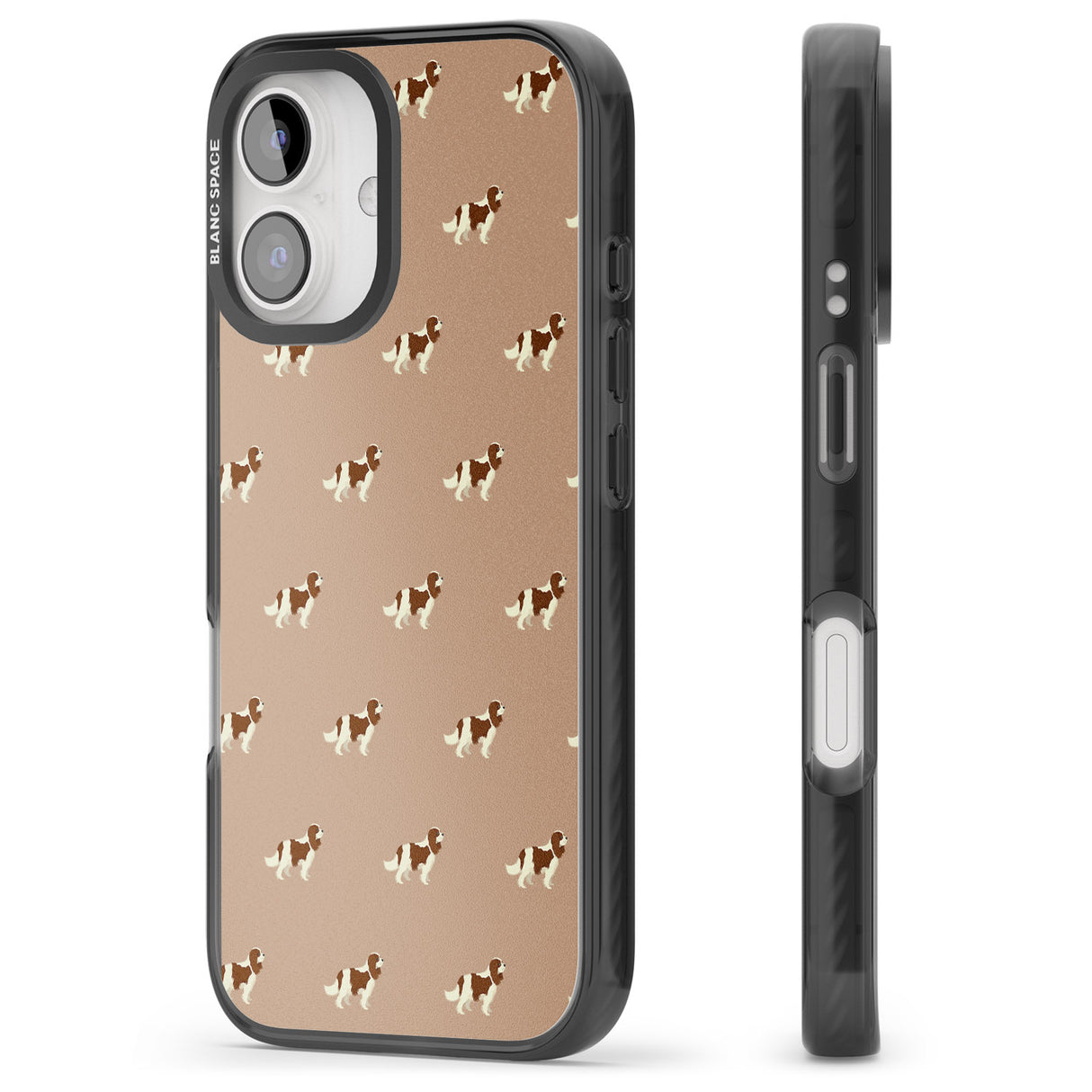 iPhone 16 Pro Max Cavalier King Charles Spaniel Pattern Black Impact Phone Case