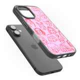 iPhone 16 Pro Max Girl Portrait Doodles in Pink & Red Black Impact Phone Case