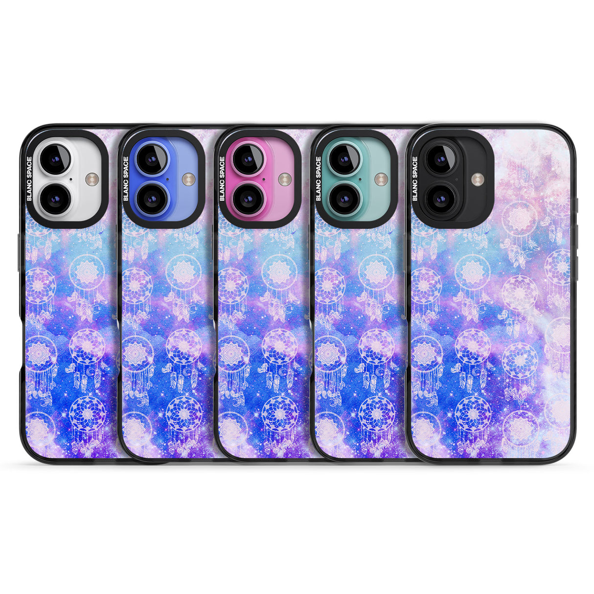 iPhone 16 Pro Max Dreamcatcher Pattern Galaxy Print Tie Dye Black Impact Phone Case