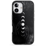 iPhone 16 Pro Max Moon Phases and Hands Black Impact Phone Case