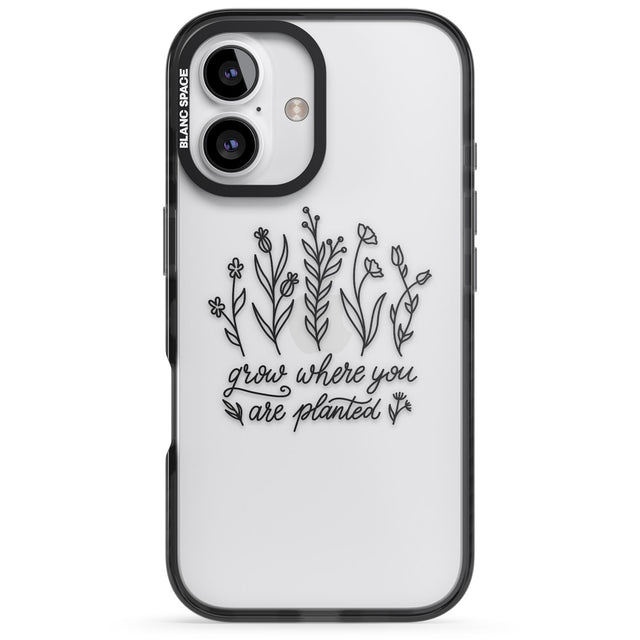 iPhone 16 Pro Max Grow where you are planted Black Impact Phone Case