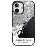 iPhone 16 Pro Max Map of Barcelona, Spain Black Impact Phone Case