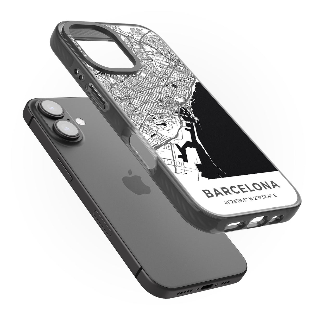 iPhone 16 Pro Max Map of Barcelona, Spain Black Impact Phone Case