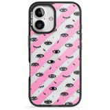 iPhone 16 Pro Max Pink Stripe Eyes Black Impact Phone Case