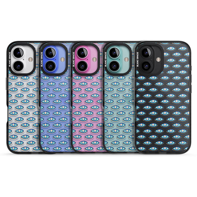 iPhone 16 Pro Max Eyes & Crosses (Clear) Psychedelic Eyes Pattern Black Impact Phone Case