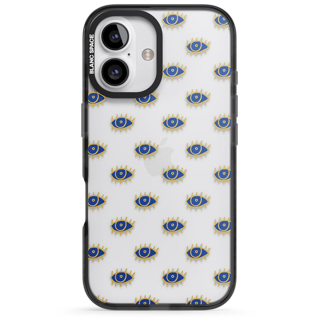 iPhone 16 Pro Max Gold Eyes (Clear) Psychedelic Eyes Pattern Black Impact Phone Case