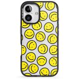 iPhone 16 Pro Max Happy Face Clear Pattern Black Impact Phone Case