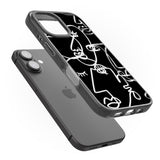 iPhone 16 Pro Max Abstract Continuous Line Faces Clear on Black Black Impact Phone Case