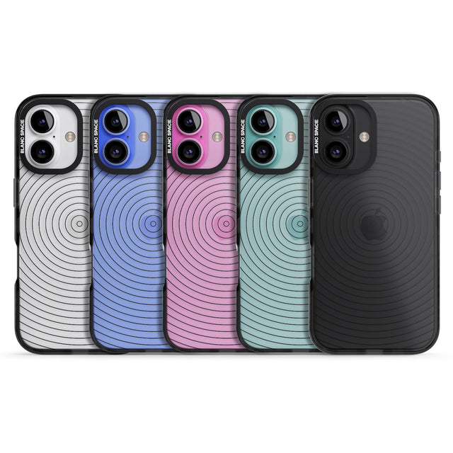 iPhone 16 Pro Max Abstract Lines: Circles Black Impact Phone Case