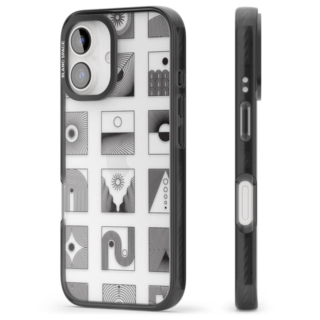 iPhone 16 Pro Max Abstract Lines: Mixed Pattern #2 Black Impact Phone Case