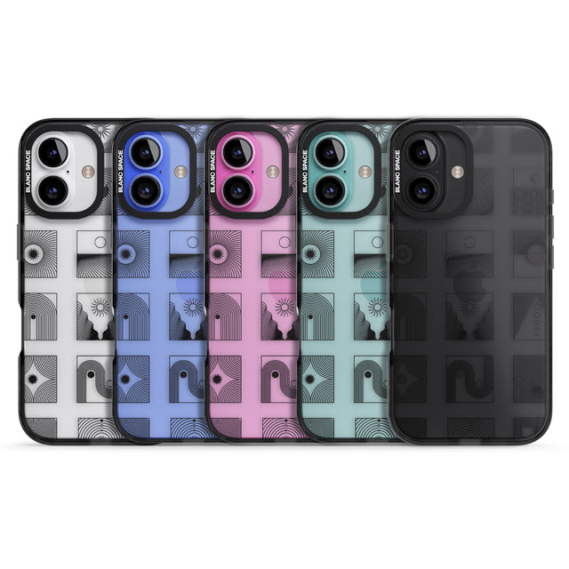 iPhone 16 Pro Max Abstract Lines: Mixed Pattern #2 Black Impact Phone Case