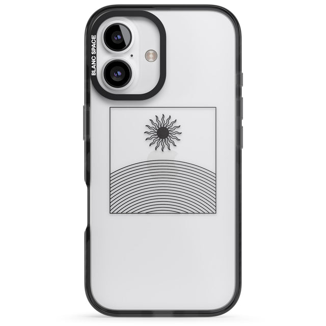 iPhone 16 Pro Max Framed Linework: Rising Sun Black Impact Phone Case