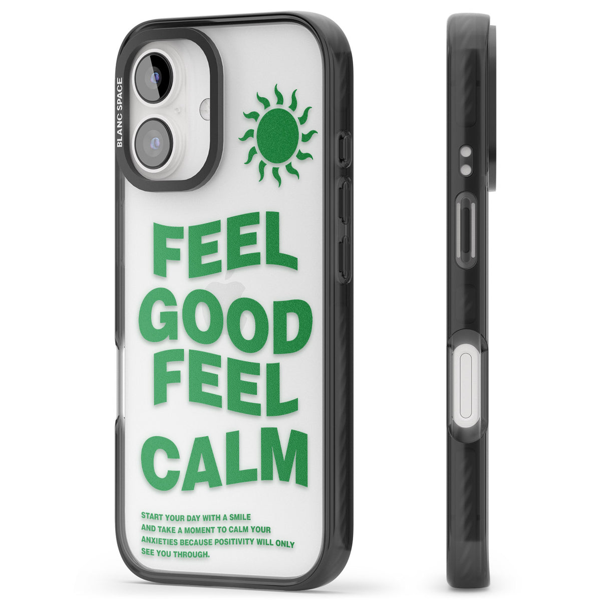 iPhone 16 Pro Max Feel Good Feel Calm (Green) Black Impact Phone Case