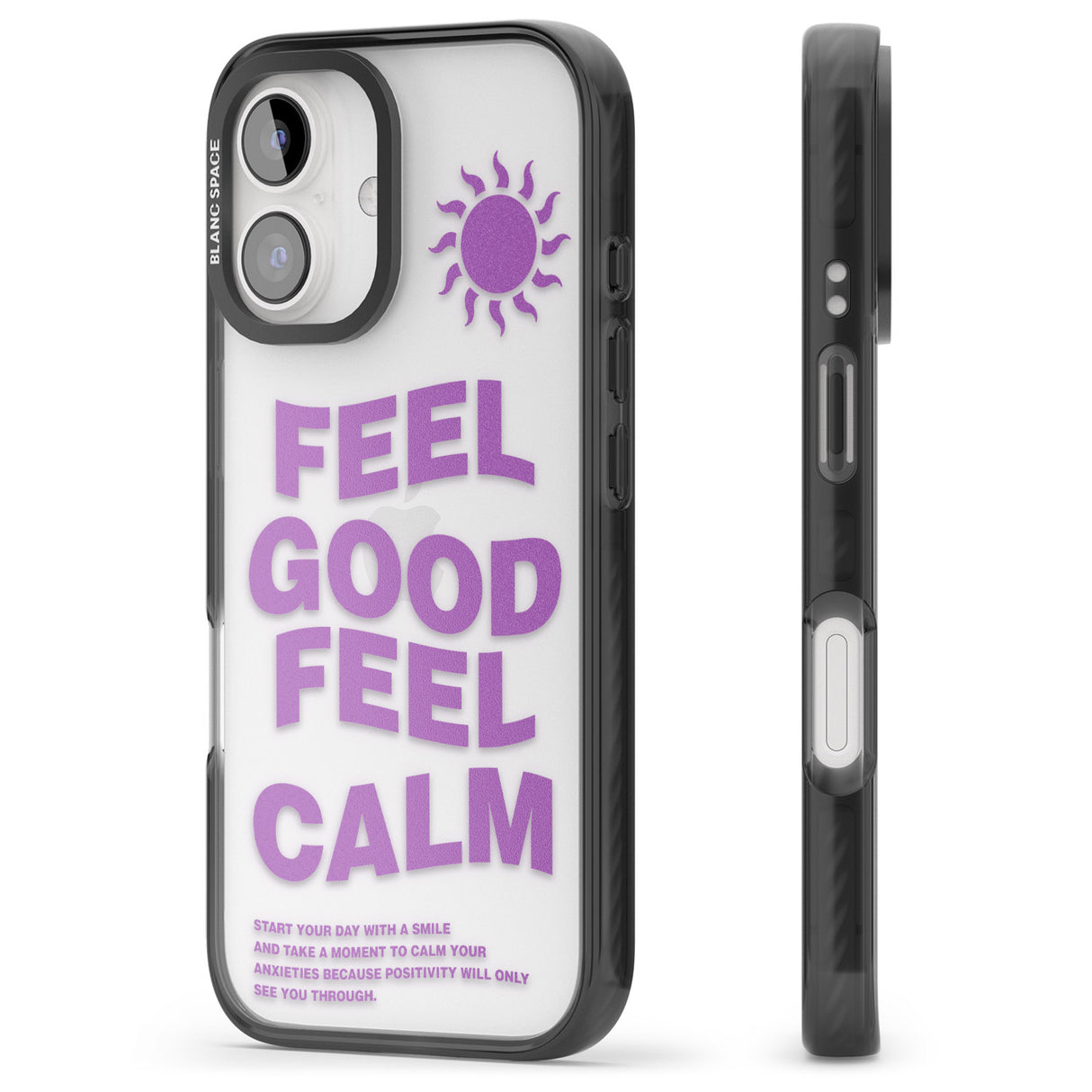 iPhone 16 Pro Max Feel Good Feel Calm (Purple) Black Impact Phone Case