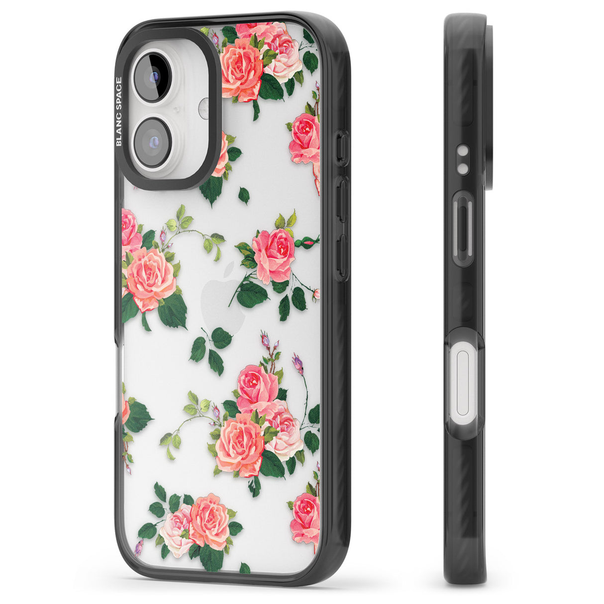 iPhone 16 Pro Max Pink Roses Black Impact Phone Case