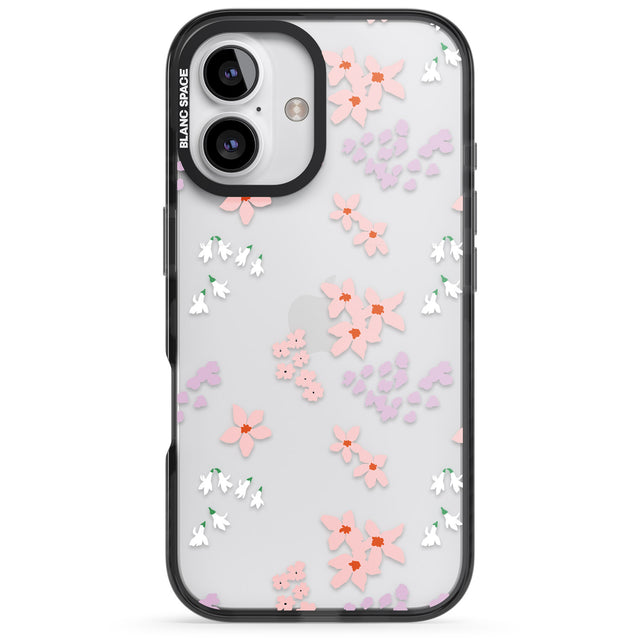 iPhone 16 Pro Max Pink & Purple Flower Mix: Clear Black Impact Phone Case