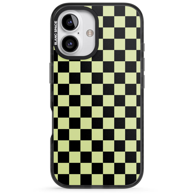 iPhone 16 Pro Max Black & Lime Check Black Impact Phone Case