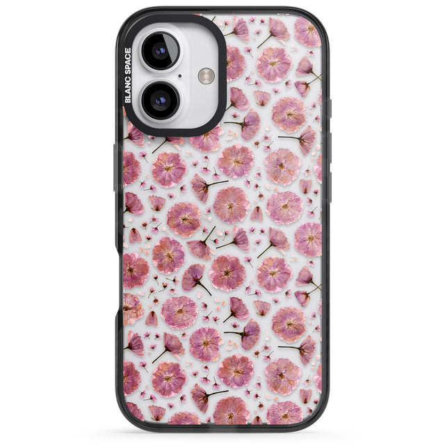 iPhone 16 Pro Max Pink Flowers & Blossoms Transparent Design Black Impact Phone Case