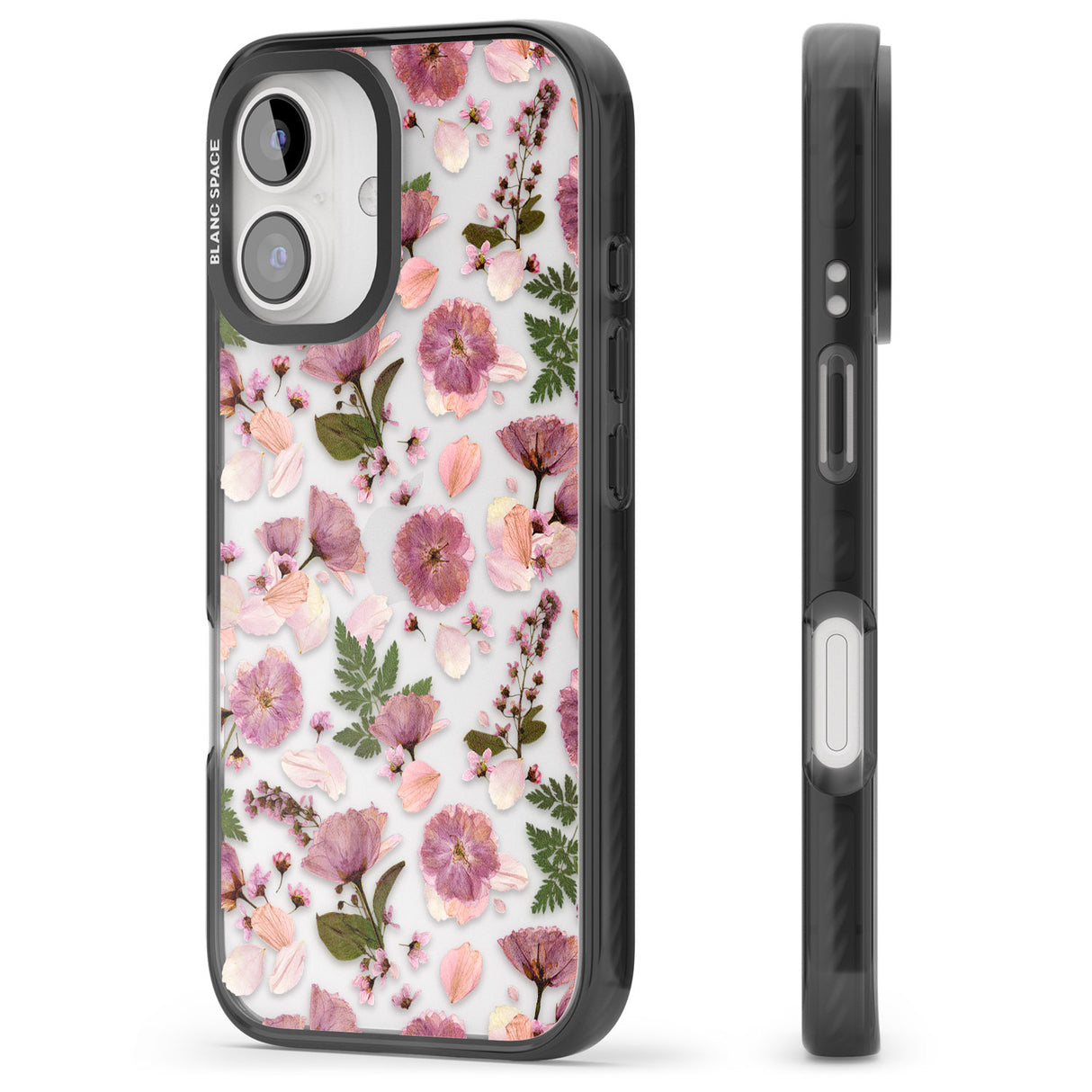 iPhone 16 Pro Max Floral Menagerie Transparent Design Black Impact Phone Case