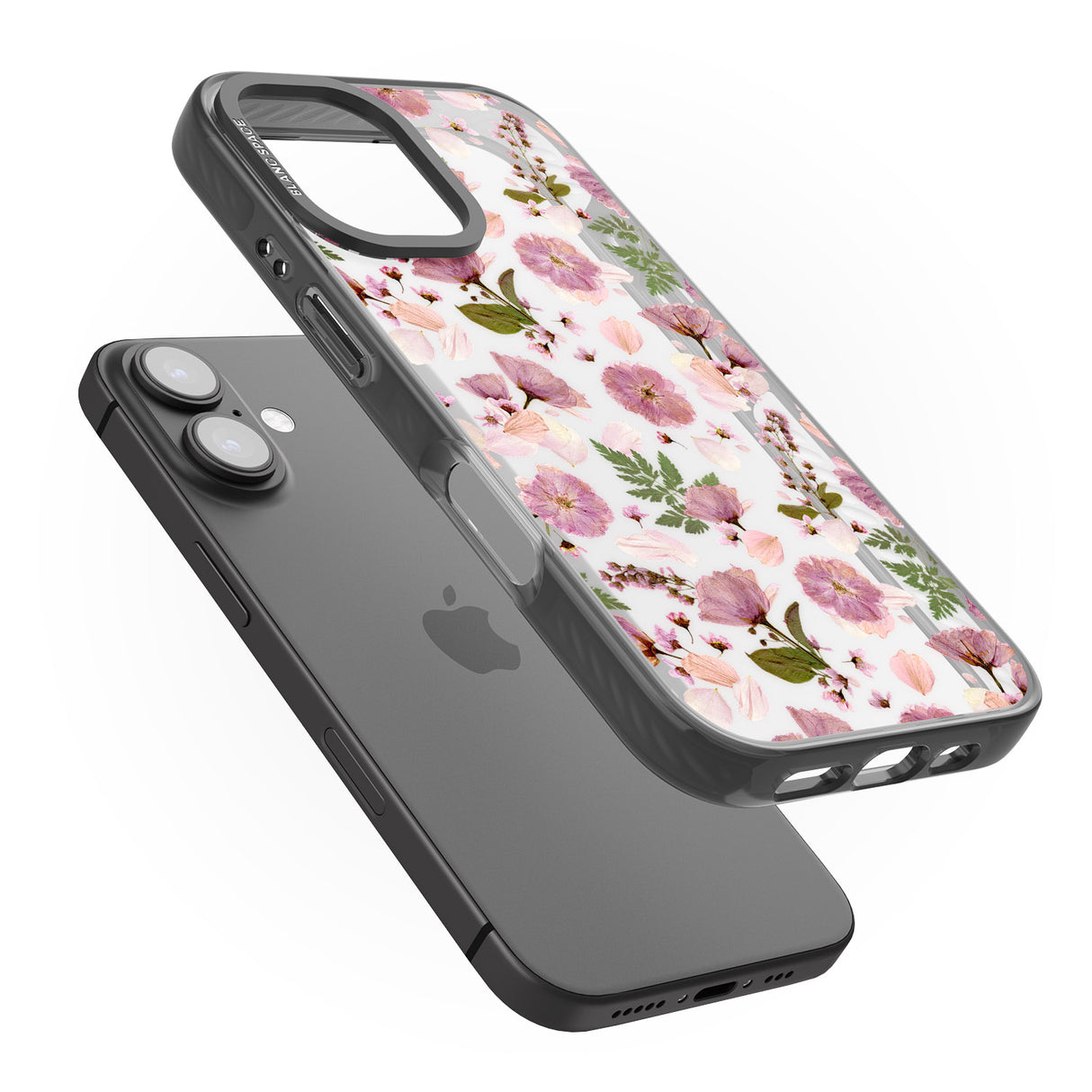 iPhone 16 Pro Max Floral Menagerie Transparent Design Black Impact Phone Case