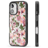 iPhone 16 Pro Max Leafy Floral Pattern Transparent Design Black Impact Phone Case