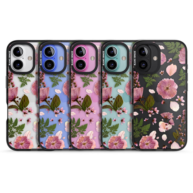 iPhone 16 Pro Max Natural Arrangement of Flowers & Leaves Design Black Impact Phone Case