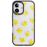 iPhone 16 Pro Max Daffodils Transparent Pattern Black Impact Phone Case