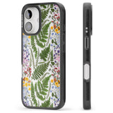 iPhone 16 Pro Max Busy Floral and Fern Design Black Impact Phone Case