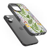 iPhone 16 Pro Max Busy Floral and Fern Design Black Impact Phone Case