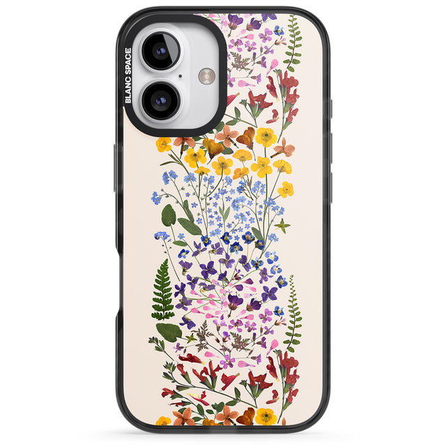 iPhone 16 Pro Max Wildflower Stripe Design - Cream Black Impact Phone Case