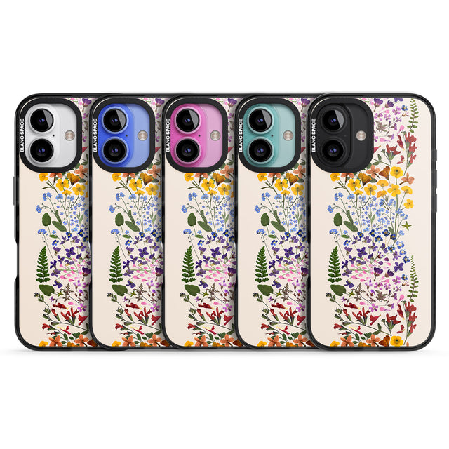 iPhone 16 Pro Max Wildflower Stripe Design - Cream Black Impact Phone Case