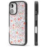 iPhone 16 Pro Max Red Fruits Transparent Floral Black Impact Phone Case