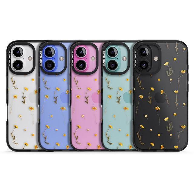 iPhone 16 Pro Max Mixed Yellow Flowers - Dried Flower-Inspired Black Impact Phone Case