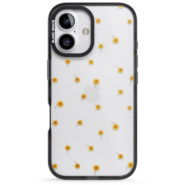 iPhone 16 Pro Max Yellow Flower Pattern - Dried Flower-Inspired Black Impact Phone Case