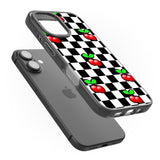 iPhone 16 Pro Max Checkered Cherry Black Impact Phone Case