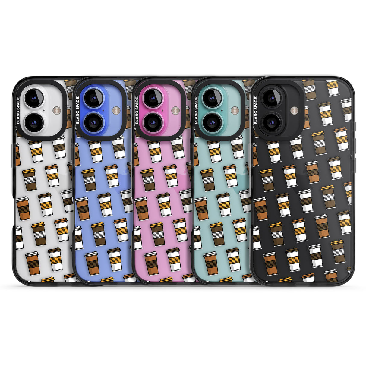 iPhone 16 Pro Max Coffee Cup Pattern Black Impact Phone Case