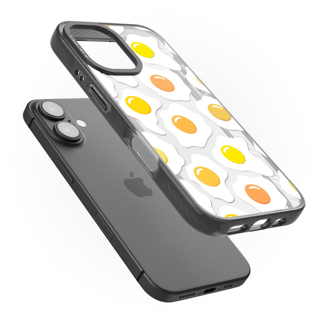 iPhone 16 Pro Max Fried Egg Pattern Black Impact Phone Case