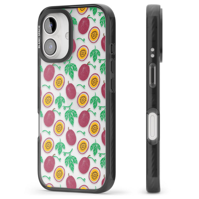 iPhone 16 Pro Max Passion Fruit Pattern Black Impact Phone Case