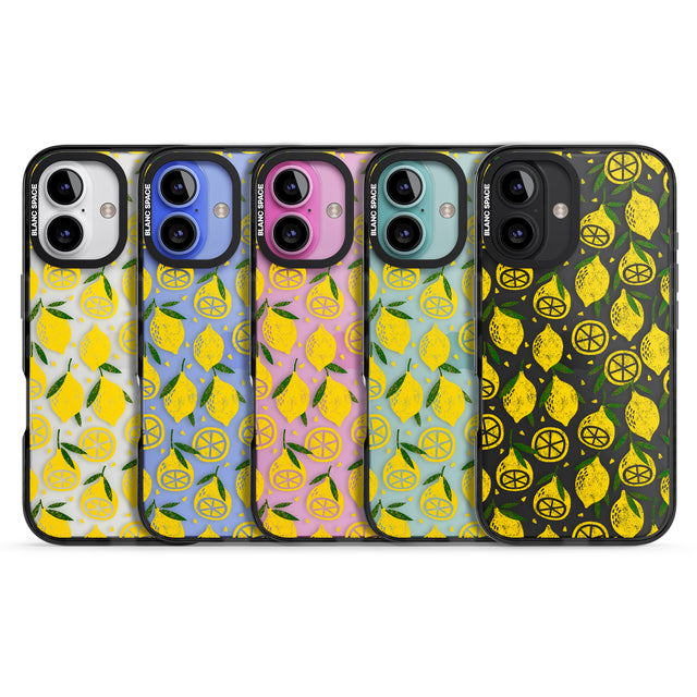 iPhone 16 Pro Max Bright Lemon Fruity Pattern Black Impact Phone Case