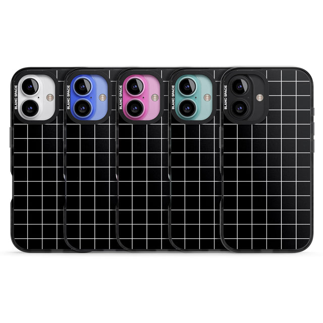 iPhone 16 Pro Max Simplistic Large Grid Pattern Black Black Impact Phone Case