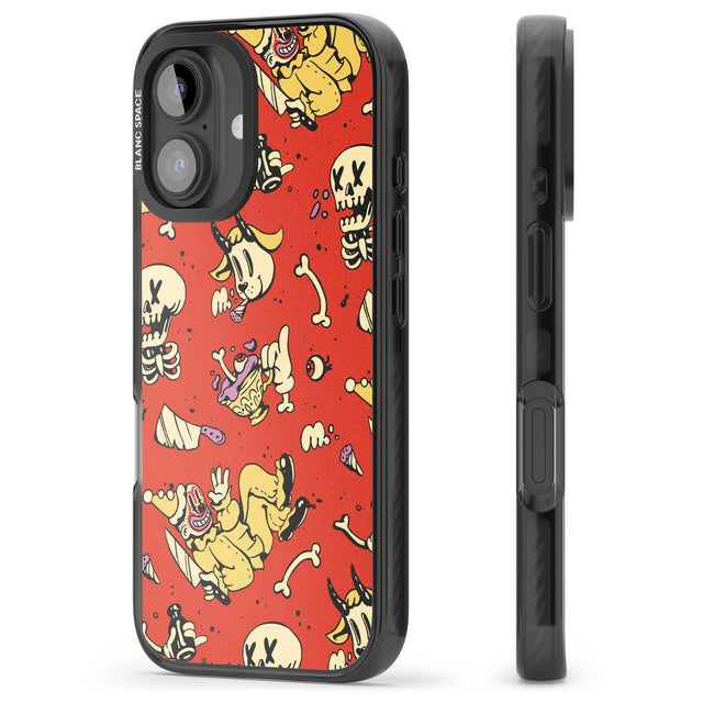 iPhone 16 Pro Max Red Retro Halloween Pattern Black Impact Phone Case