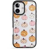 Floral Pumpkins Black Impact Phone Case for iPhone 16, iPhone 16 Plus