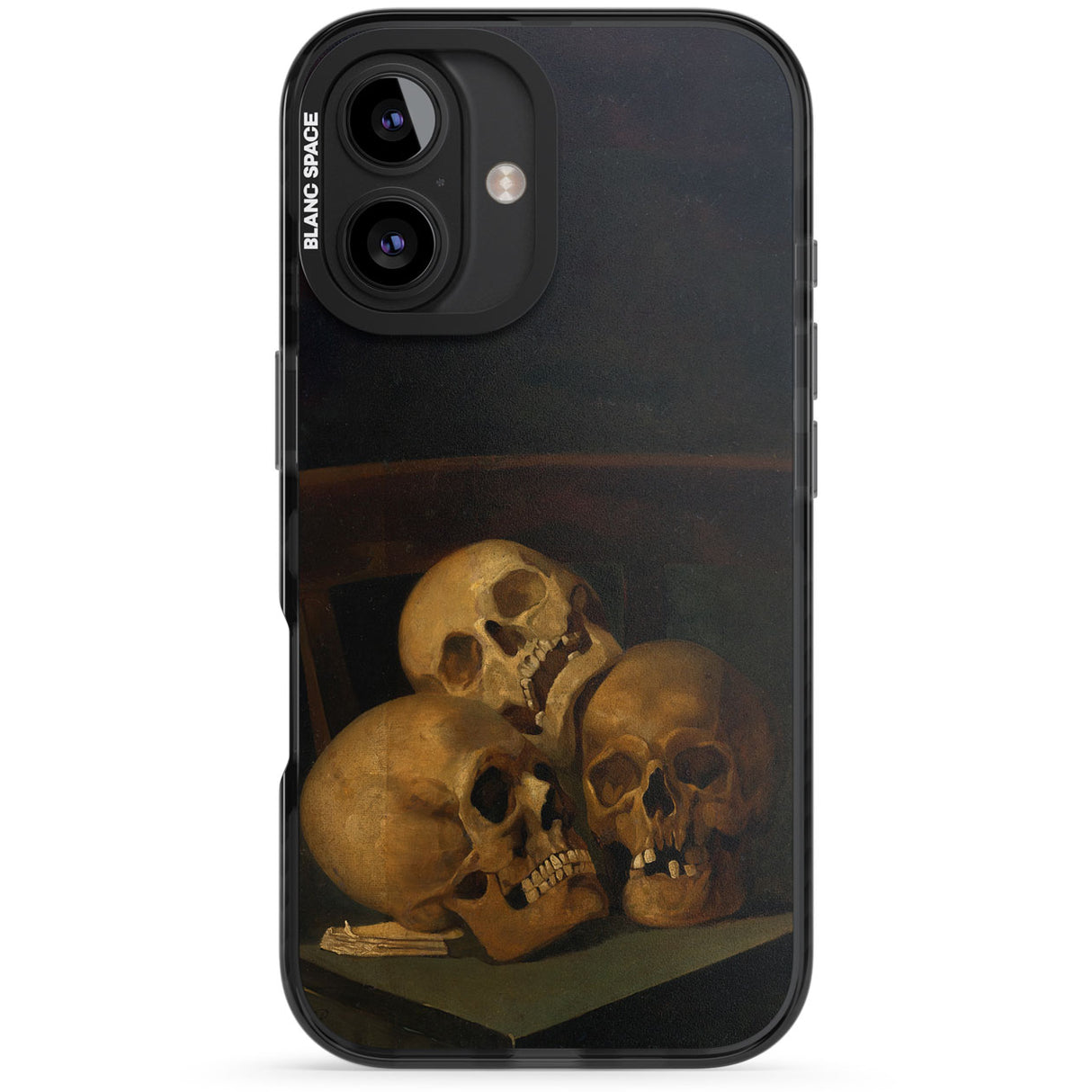 Still Life of Three Skulls Black Impact Phone Case for iPhone 16, iPhone 16 Plus