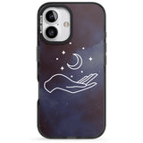 iPhone 16 Pro Max Floating Moon Above Hand Black Impact Phone Case