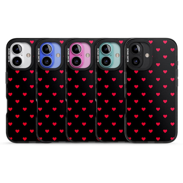 iPhone 16 Pro Max Small Heart Pattern: Red & Black Impact Phone Case