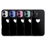 iPhone 16 Pro Max Single Heart Design: White & Black Impact Phone Case