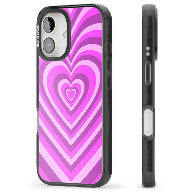 iPhone 16 Pro Max Pink Heart Illusion Black Impact Phone Case