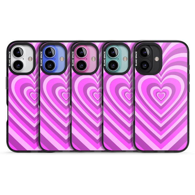 iPhone 16 Pro Max Pink Heart Illusion Black Impact Phone Case