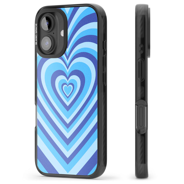 iPhone 16 Pro Max Blue Heart Illusion Black Impact Phone Case