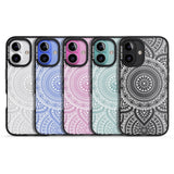 iPhone 16 Pro Max White Henna Flower Wheel Black Impact Phone Case